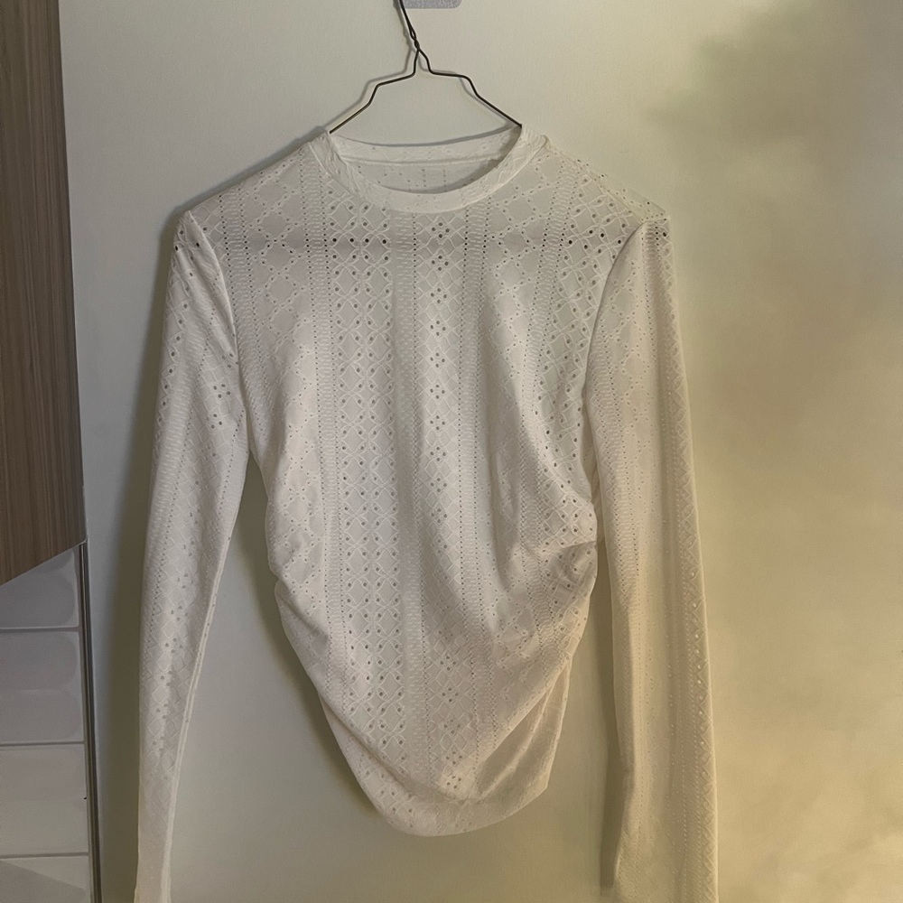SHEIN White Lace Long Sleeve Top